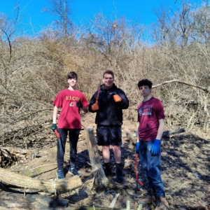 Hilltop - pond site clearing 3 volunteers