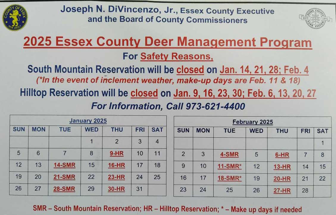 2025 Deer management schedule